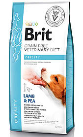 Brit Veterinary Diet OBESITY беззерновий корм для собак із надмірною вагою ЯГНІНОК і ГОРОХ, 12 кг