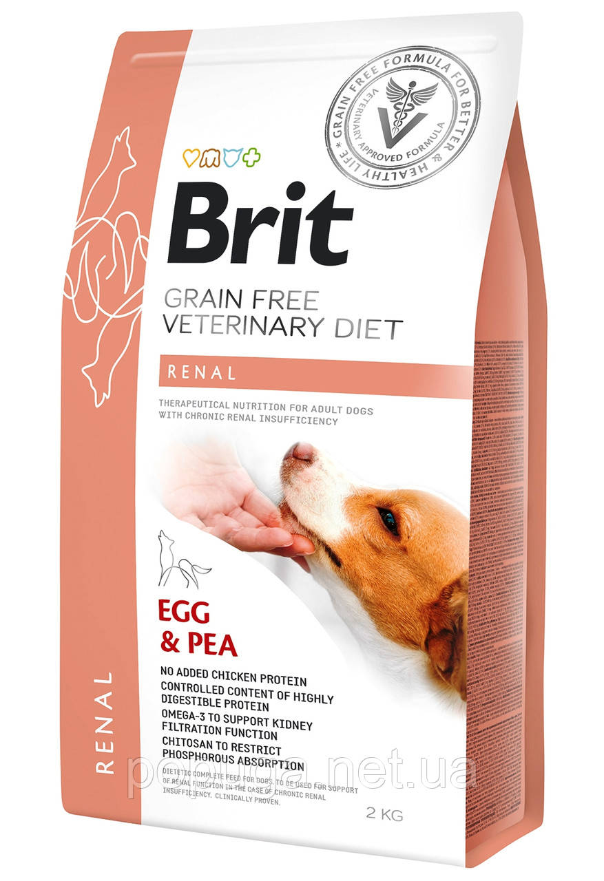 Brit Veterinary Diet RENAL беззерновий корм для собак із нирковою недостатністю Яйця та ГОРОХ, 2 кг