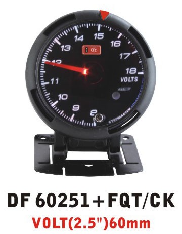 Defi 60251 DF+FQT/CK Вольтметр, з відсіченням, стрілочний діам.60мм.чорний в корпусі