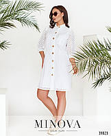 Белое легкое натуральное ажурное платье Большой размер 50-52