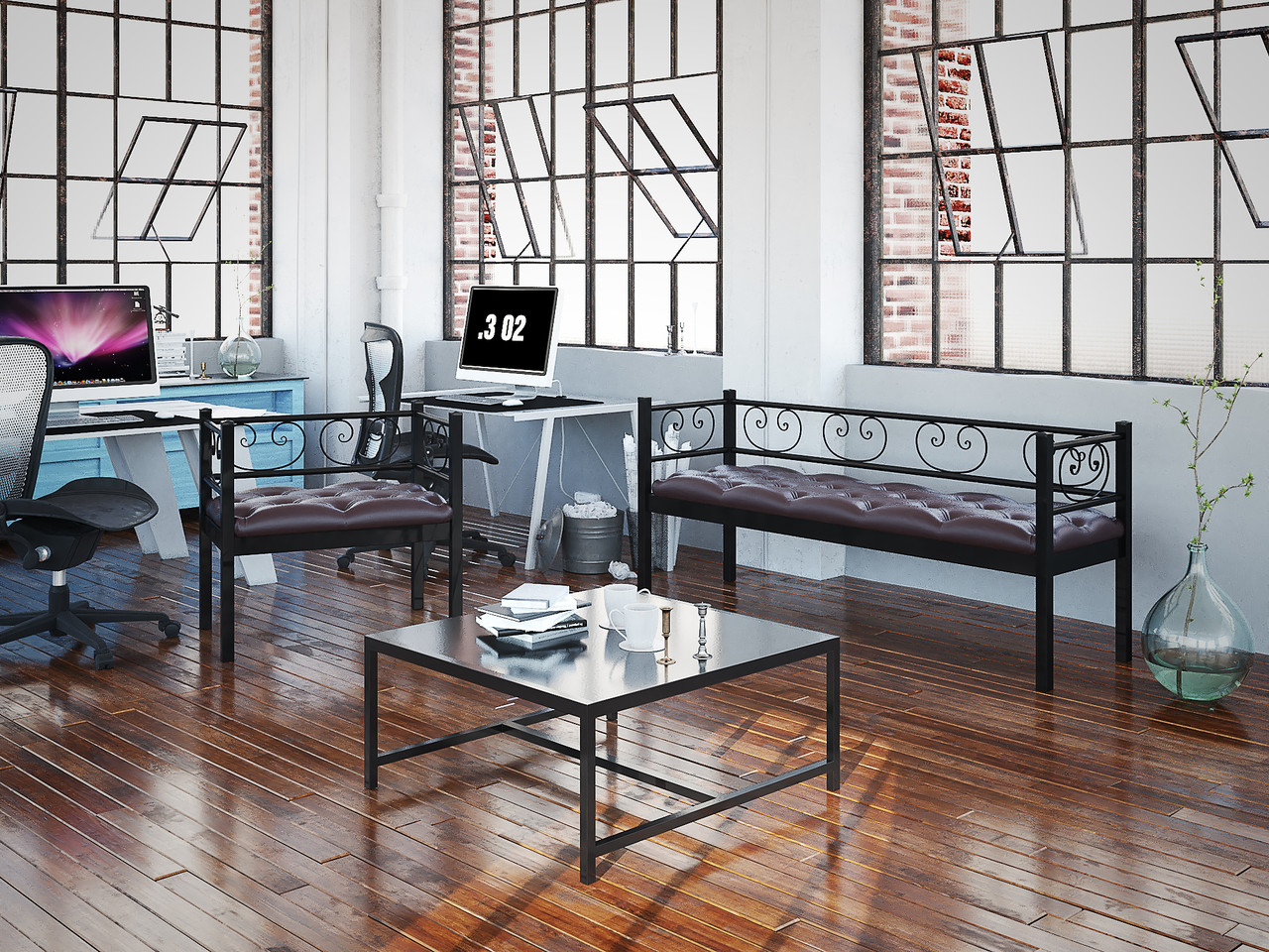 КРІСЛО І ДИВАН 3-Х МІСЦЕВИЙ ГРІН ТРИК, фото 1