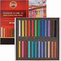 Набір сухої м'якої пастелі прямокутна Toison D`or 24 кольори Koh-i-Noor