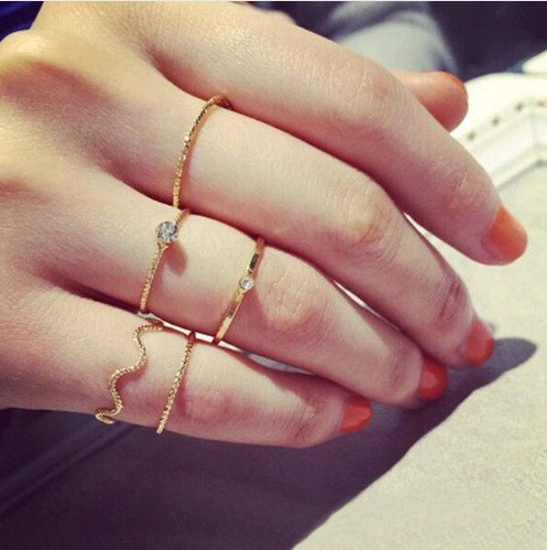 Набір із 5 кілець під золото та срібло