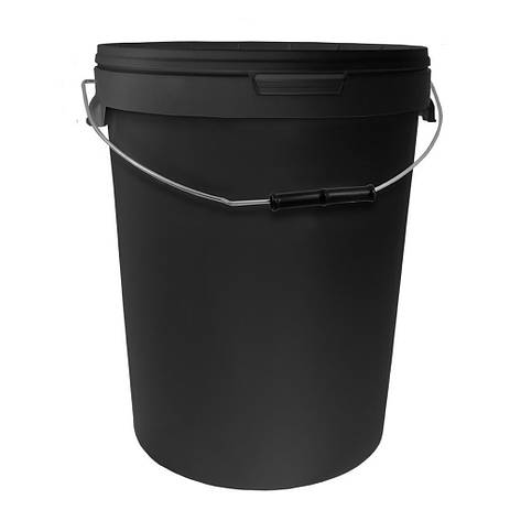 Кругле чорне відро з металевою ручкою і кришкою 21л, фото 1