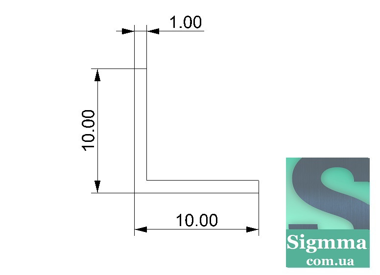 Куточок алюмінієвий 10х10х1 бп