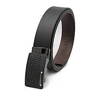 Шкіряний універсальний ремінь на затиску чорний