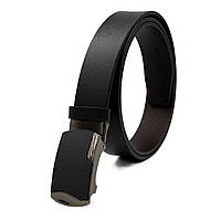 Шкіряний ремінь на пряжці самоскид чорний