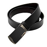 Шкіряний ремінь на пряжці самоскид чорний, фото 2