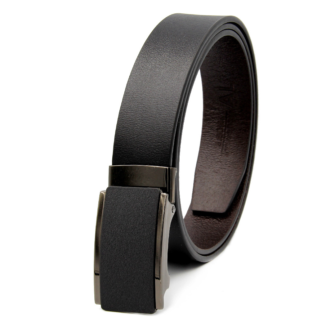 Ремень кожаный на зажиме черный, фото 1