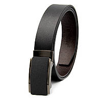 Ремень кожаный на зажиме черный