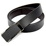 Ремень кожаный на зажиме черный, фото 2