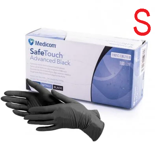 Рукавички нітрилові без пудри Medicom SafeTouch Advanced Black 3.6г. розмір S 100 шт/уп чорні