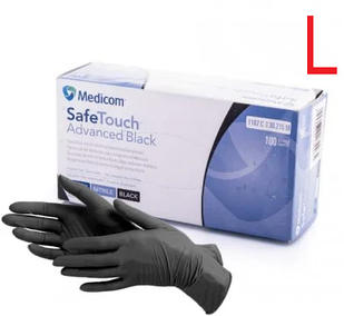 Рукавички нітрилові без пудри Medicom SafeTouch Advanced Black 3.6г. розмір L 100 шт/уп чорні