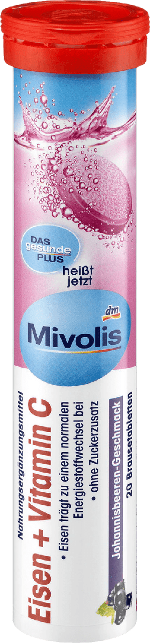 Залізо + вітамін С шипучі таблетки Mivolis, 20табл