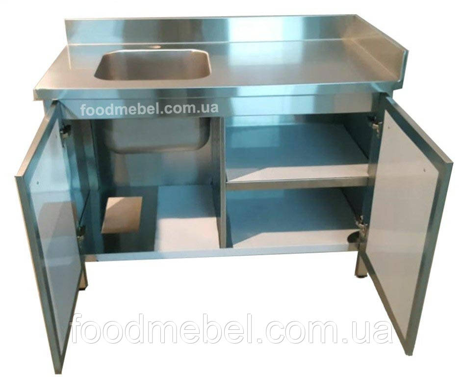 Стол-тумба с штампованной мойкой из нержавейки купить | FoodMebel