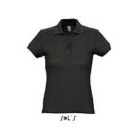 Черная женская рубашка поло с коротким рукавом. Одежда для официантов и барменов