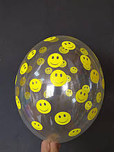 Латексна куля з малюнком смайлики прозора 12 "Belbal кулька прозора
