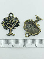 Кулон-підвіска «дерево» металевий, кольору антична бронза односторонній