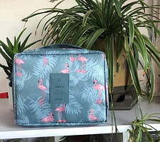 Жіноча косметичка Фламінго 85 на 165 на 210 мм сіро-рожевий