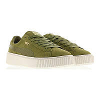 Женские Кроссовки PUMA SUEDE PLATFORM MONO SATIN (OLIVE BRANCH / WHISPER WHITE / PUMA TEAM GOLD)(Размер 41)