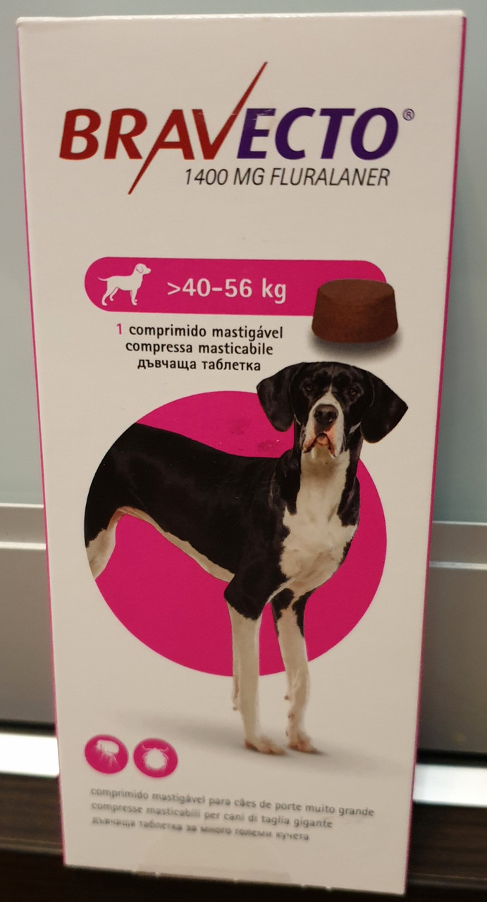 Засоби для догляду для собак  від кліщів і бліх, Бравекто для собак массой >40 — 56 кг, фото 1