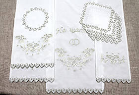 Набір рушників з серветками весільний "Калинка" (люрекс) (4 рушники + 5 серветок)