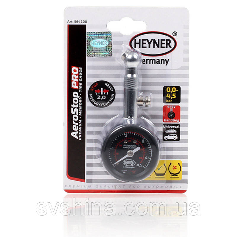 Преміумшинний манометр "AeroStop PRO" Heyner, 564200