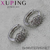 Серьги женские серебристого цвета Xuping Jewelry медицинская сталь кольца конго с кристаллами 24K