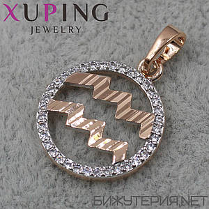 Кулон жіночий знак зодіаку водолазів золото компанії Xuping Jewelry медичне золото діаметр 16 мм.