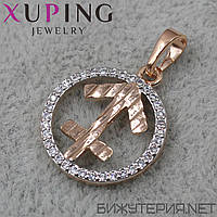Кулон женский знак зодиака стрелец золото фирмы Xuping Jewelry медицинское золото диаметр 16 мм.