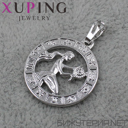 Кулон жіночий знак зодіаку діва золото фірми Xuping Jewelry медичне золото діаметр 20 мм., фото 2