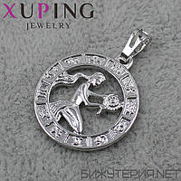 Кулон женский знак зодиака дева золото фирмы Xuping Jewelry медицинское золото диаметр 20 мм.