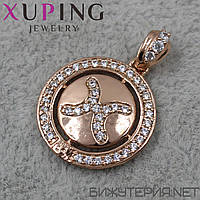 Кулон женский знак зодиака рыбы золото с камнями фирмы Xuping Jewelry медицинское золото диаметр 18 мм.