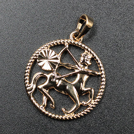 Кулон жіночий знак зодіаку стрілець золото фірми Xuping Jewelry медичне золото діаметр 20 мм., фото 1