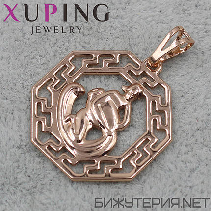 Кулон жіночий знак зодіаку водолазів золото фірми Xuping Jewelry медичне золото діаметр 25 мм., фото 1