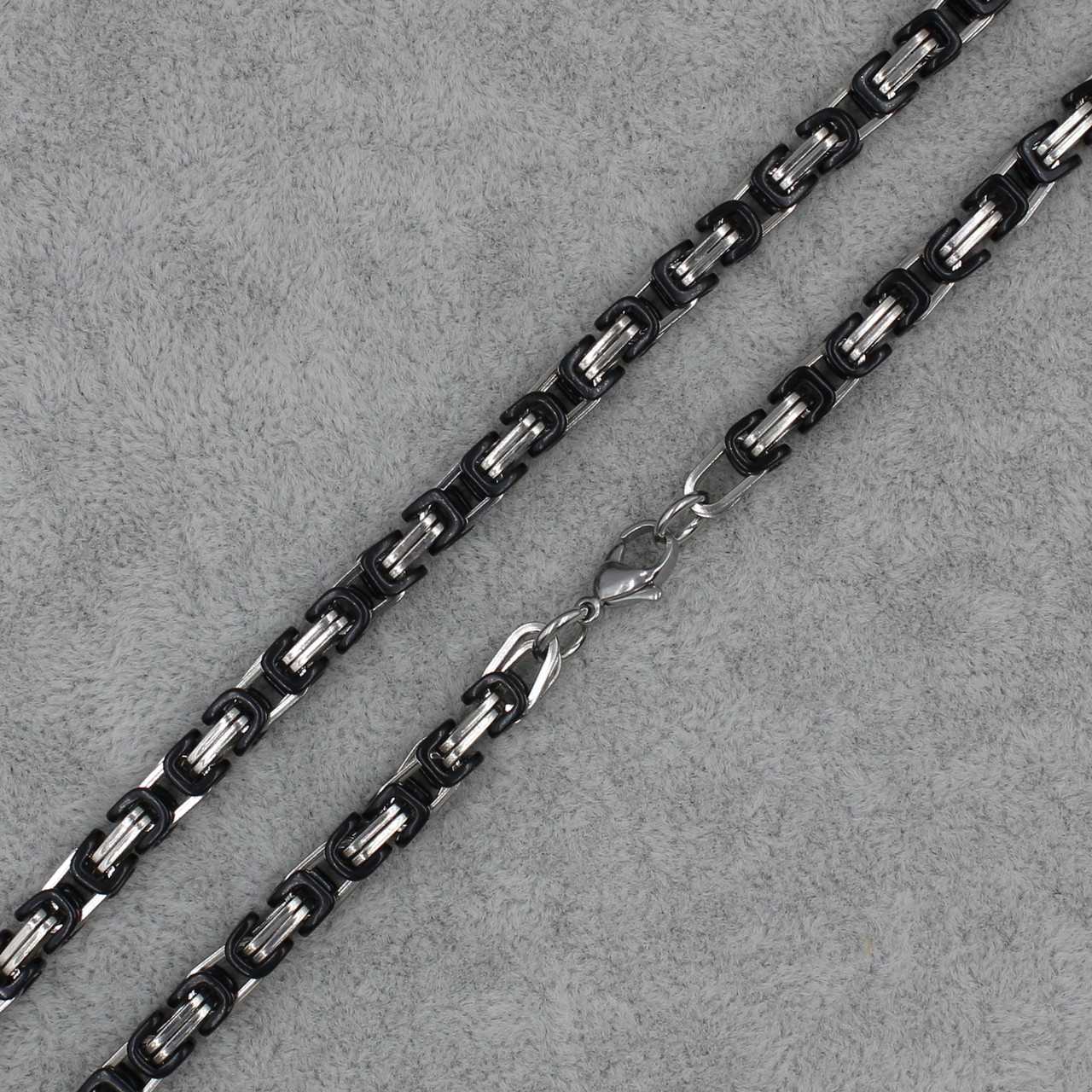 Ланцюг чоловічий Steel Rage від Stainless Steel медична сталь довжина 55 см ширина 5 мм чорний зі сріблом ланки