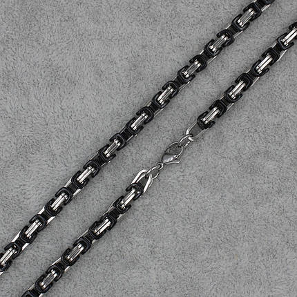 Ланцюг чоловічий Steel Rage від Stainless Steel медична сталь довжина 55 см ширина 5 мм чорний зі сріблом ланки, фото 1