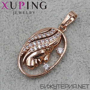 Кулон жіночий знак зодіаку діва золото з камінням фірми Xuping Jewelry медичне золото діаметр 25 мм.