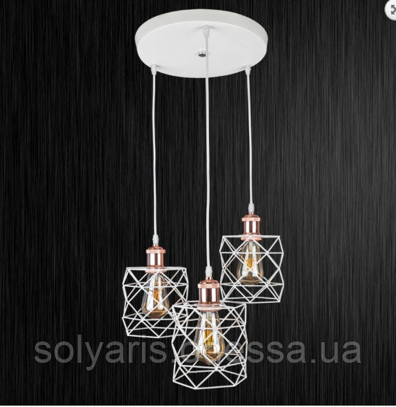 Люстра-підвіс лофт 756PR105F-3 WH+RG (300) (планка,круг)