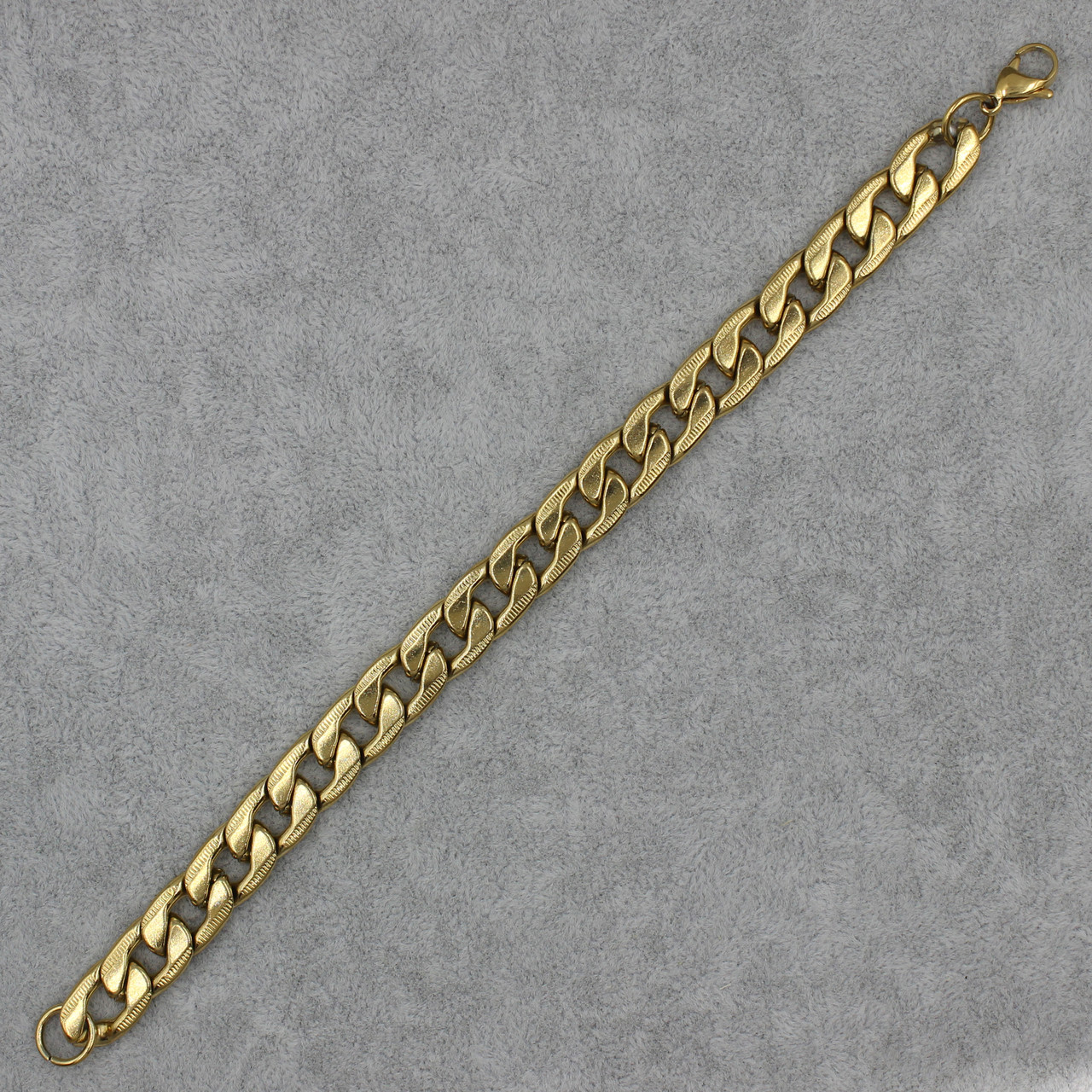 Браслет золотистий чоловічий панцирний Stainless Steel з медичної сталі довжина 22 см ширина 10 мм