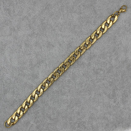 Браслет золотистий чоловічий панцирний Stainless Steel з медичної сталі довжина 22 см ширина 10 мм, фото 1