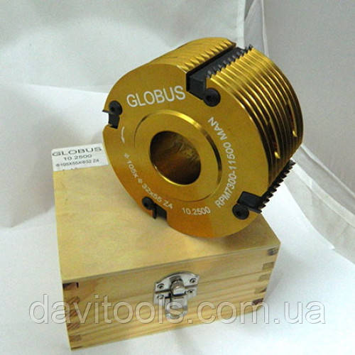 Фреза мінішипа 10.2500 GLOBUS D105 d32 B55 z4 (корпус алюміній) змінні ножі HM, фото 1