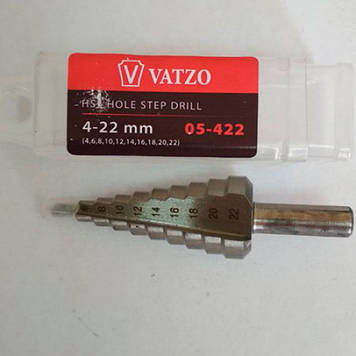 Ступінчасте свердло по металу 4-22 (4,6,8,10,12,14,16,18,20,22) d8 HSS