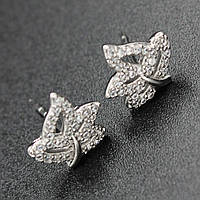 Серёжки женские медицинское золото Xuping Jewelry гвоздики,пусеты цветочки с кристаллами 24K