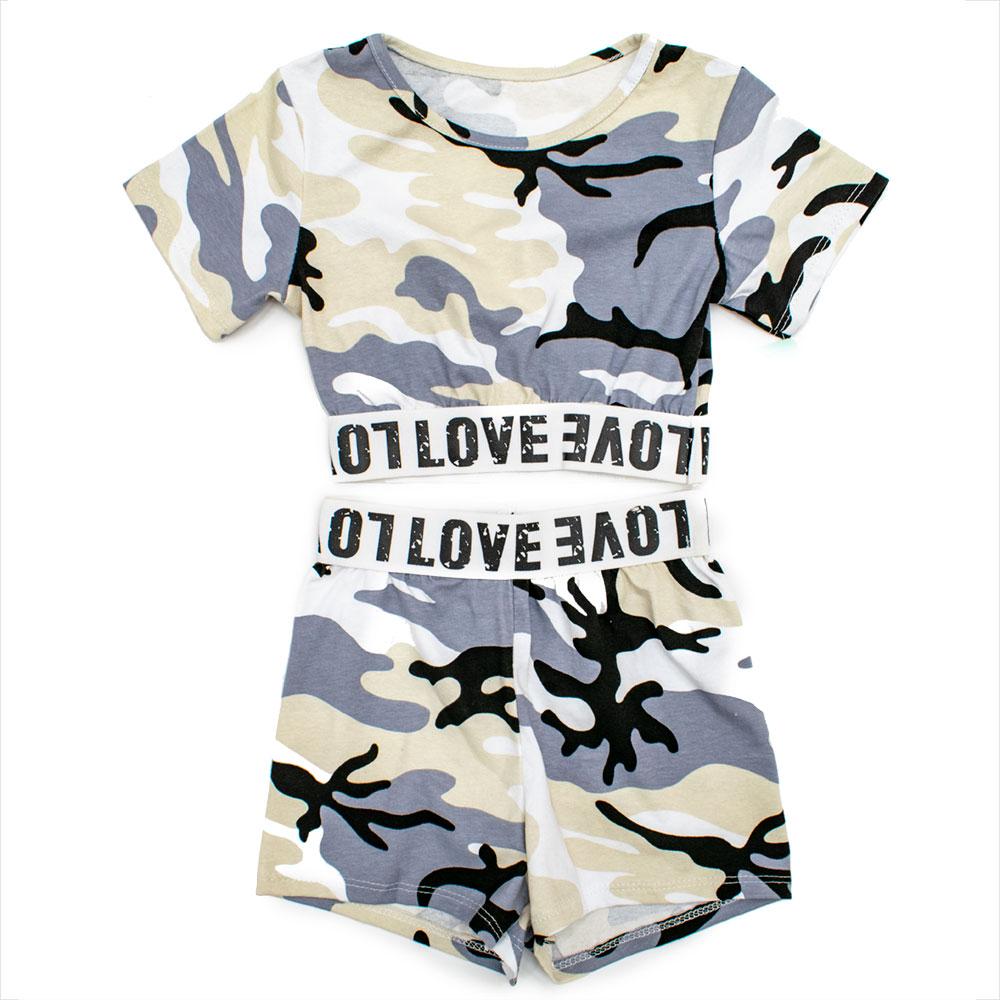Комплект(футболка, шорти) для дівчаток Tiffany 110 сірий 980989