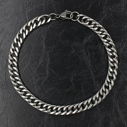 Браслет чоловічий лазерний Stainless Steel з медичної хірургічної сталі довжина 22 см ширина 6 мм срібло, фото 1