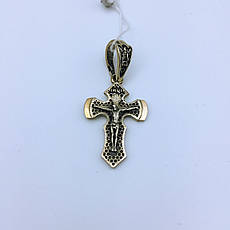 Срібний кулон-підвіс культива із золотими пластинками. Хрест.