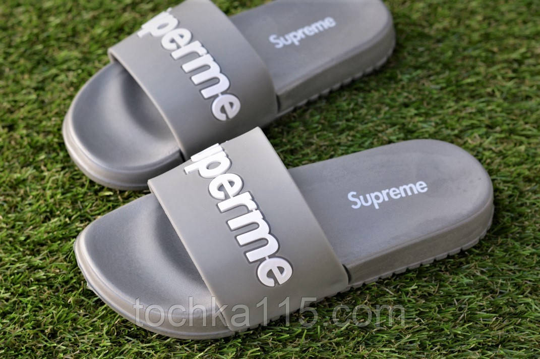 Дитячі сланці шльопанці шльопанці аналог Adidas Supreme сірий р30