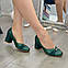 Туфлі жіночі на невисокому стійкому підборі, колір зелений. 38 розмір, фото 2