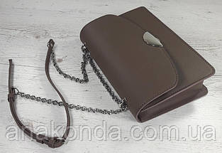 592 Натуральна шкіра, клатч кавовий, сумка жіноча кавова, крос-боді кавова коричнева світла шкіряна, фото 2